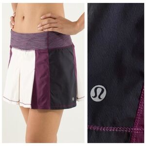 Lululemon Fast Cat Skirt Skort Angel Wing White Purple Plum Black 8